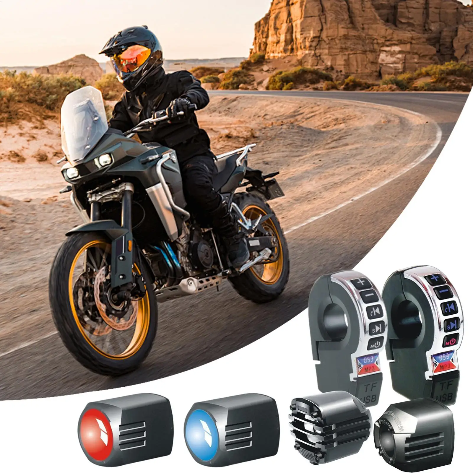 

Motorcycle Speaker Wireless Audio with Phone Charging Waterproof Motorcycle Handlebar Speakers for Scooter Bicycle Car Biking