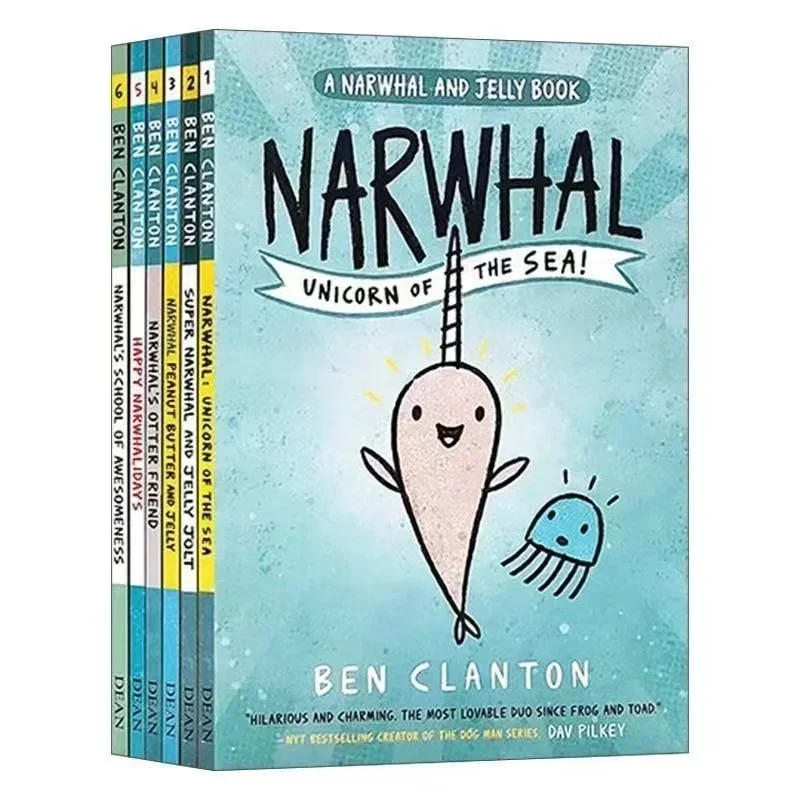 8 เล่ม Narwhal และ Jelly Storybook หนังสือภาพเด็กหนังสือการ์ตูนเด็กอ่านหนังสือภาษาอังกฤษของขวัญ