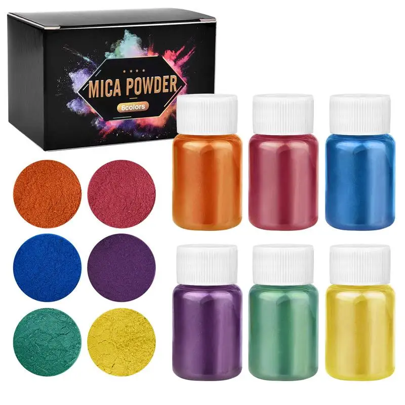 6-delige set epoxyhars kleurstof mica poeder gepoederde pigmenten set hars mica parelmoer hars parel doos verpakt micas kleurstoffen hars