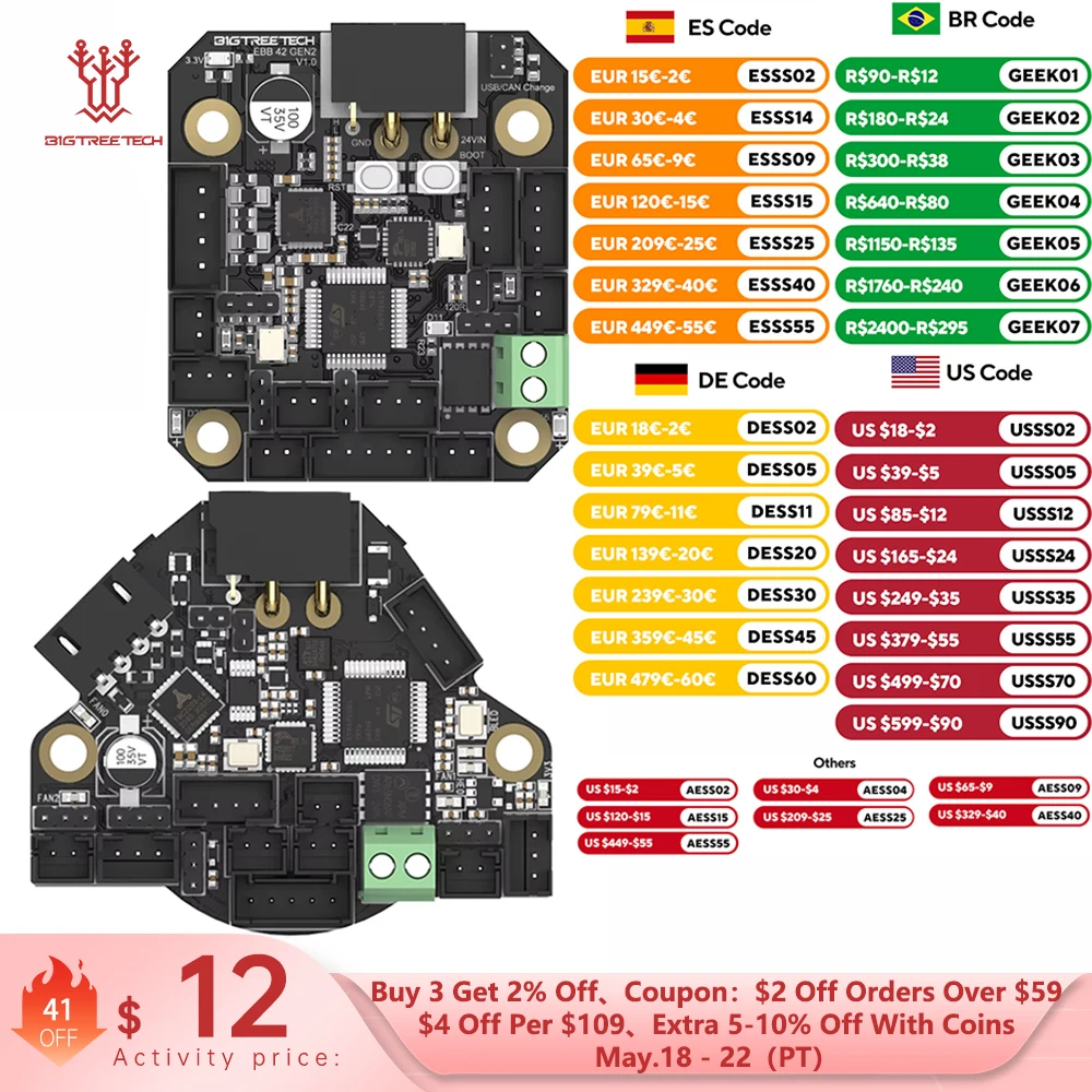 �y�Z�[�����zBIGTREETECH EBB36 EBB42 CAN �c�[���{�[�h�T�|�[�g Canbus PT100 MAX31865 �t�� U2C Ender3 3D �v�����^�[���C���{�[�h Klipper �g���p