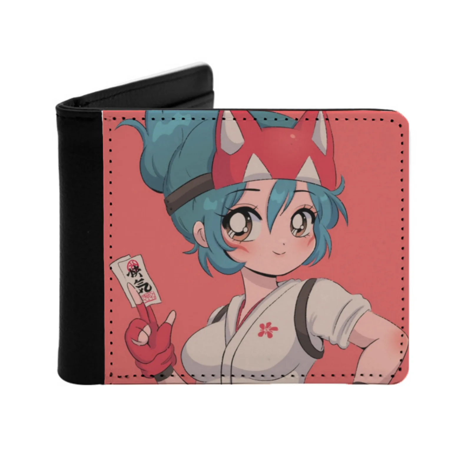 

Мужской кожаный кошелек Kiriko, держатели для кредитных карт/Id, вставки для денег, мужские короткие кошельки Kiriko, видеоигры, милое аниме, персонализированное