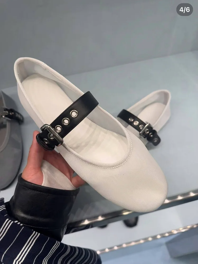 

Spring Mesh Round Head Women Shoes Outdoor Solid Buckle Strap Mary Janes Girls Flats Casual Cover Heel Zapatos Mujer