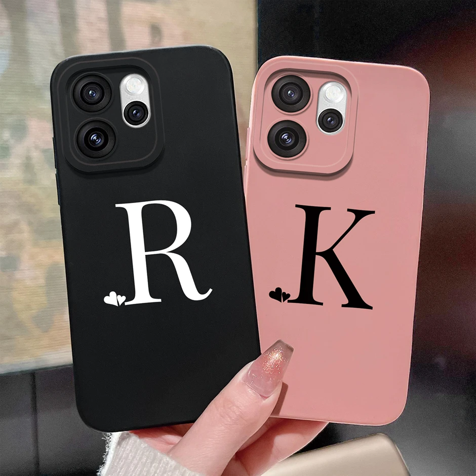 Funda para Oppo Reno15 F Pro, diseño simple con corazón y 26 letras, a prueba de golpes, de silicona líquida suave, para Oppo Reno15, 15Pro, Reno15F.