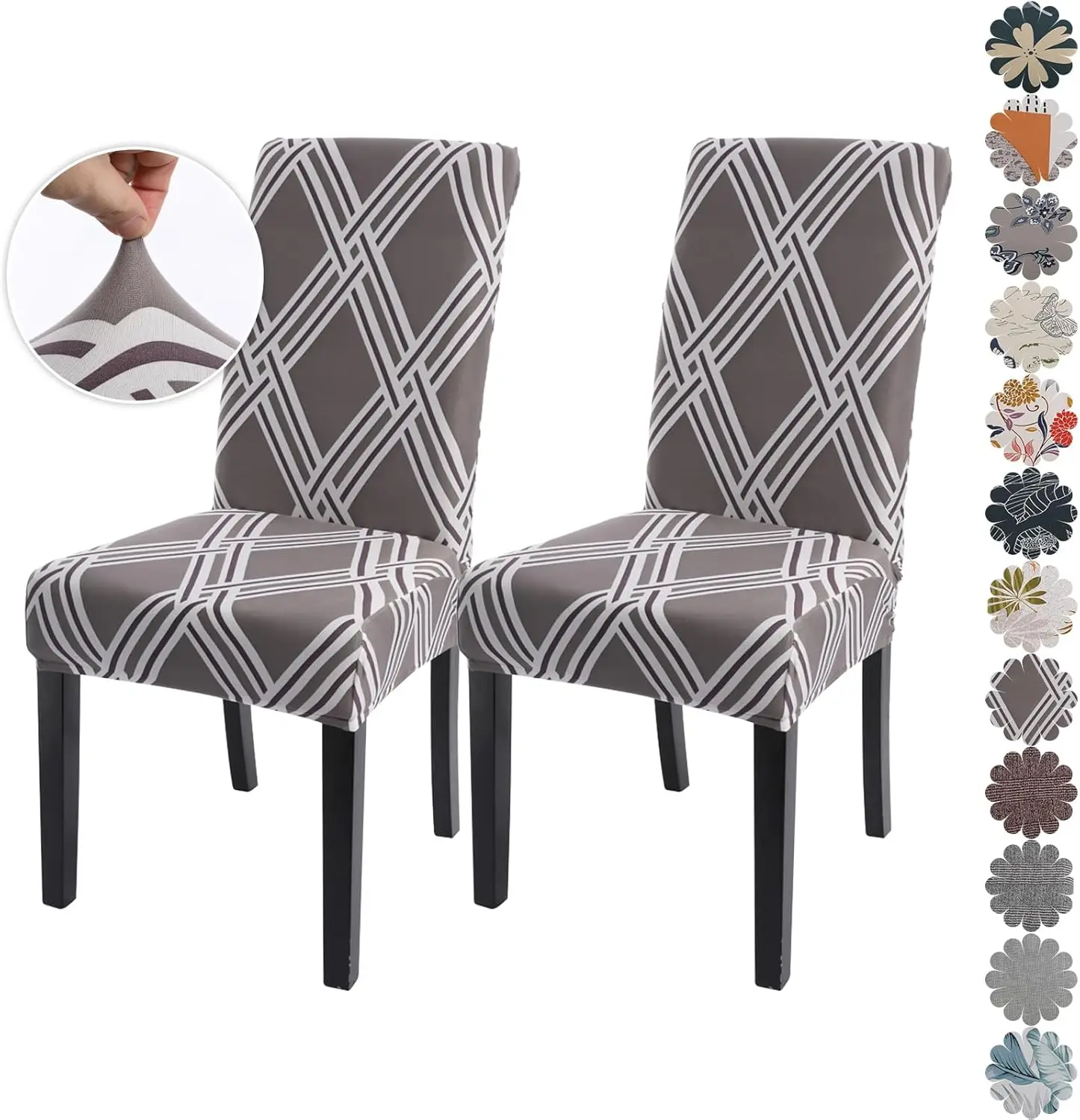 

Printed Dining Room Chair Covers 2 Packs, Stretch Kitchen Slipcovers Removable Washable Parsons Protector For