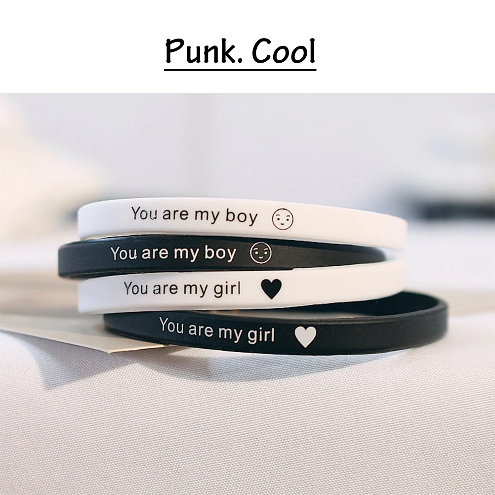 

Silicone Wristbands pcs Letter Chain Students Couple Simple Lightweight Unique Style Daily Decor Gift for Boyfriend