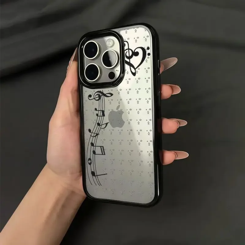 New Lovely INS Style Cartoon Girl Music Note Star Phone Case For iPhone 17 16 15 14 13 12 11 Pro MAX XR XS 7 8 Plus 17air Cover