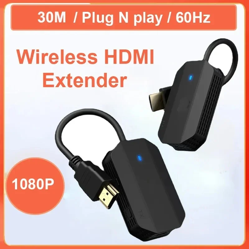 30m HDMI Wireless Video Transmitter Receiver 1080P Display Dongle Extender AV Adapter for Camera Laptop PC TV Projector Monitor