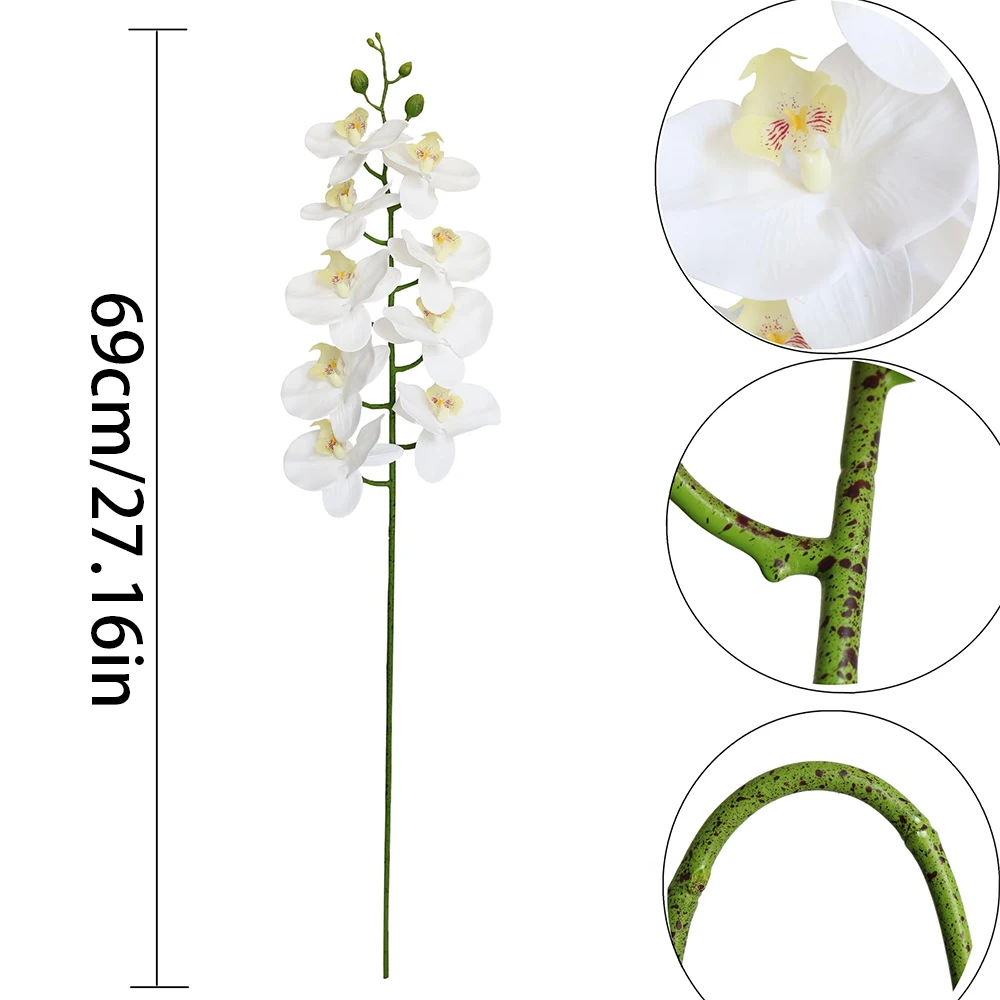 69 سنتيمتر فالاينوبسيس الاصطناعي فروع زهرة اللمس الحقيقي فو السحلية ينبع لترتيب الأزهار حفل زفاف ديكور المنزل