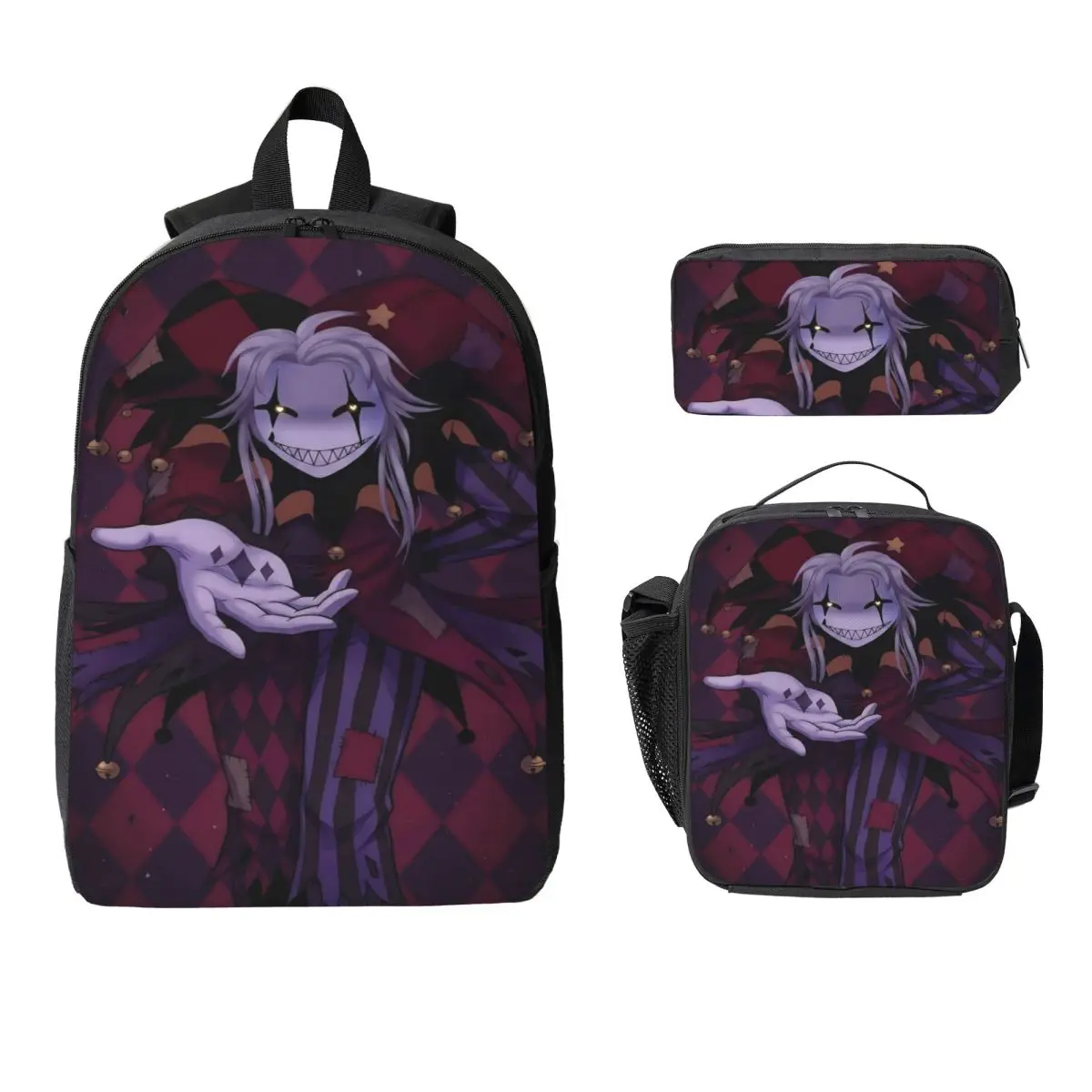 3Pcs Pierrots The Freak Circus Theme School bags Set for Boy Girl Pencil Boxes Backpack Sets with Lunch Box For Students Daypack