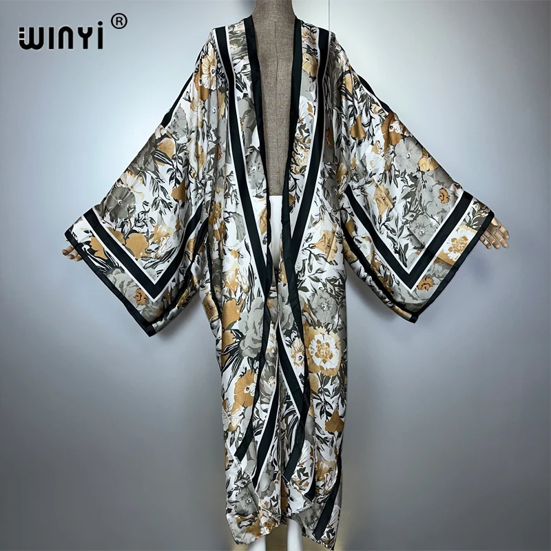 ชุดกิโมโน WINYI สำหรับผู้หญิงแอฟริกัน ฤดูร้อน ชุดมุสลิมสไตล์โบฮีเมียน เสื้อคลุมคาร์ดิแกนทรงหลวมแบบอาบายะ ชุดลำลองชายหาด ชุดคลุมชายหาดสไตล์โบฮีเมียน ชุดเดรสสำหรับงานปาร์ตี้ คาฟตัน