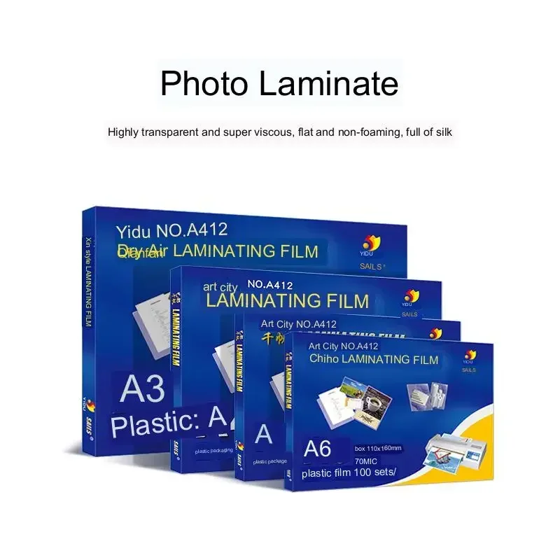 Film de plastification thermique pour plastifieuse en rouleau, plastique édicté, animal de compagnie + eva, 5 tailles, A4, A5, horizon, 100 pièces