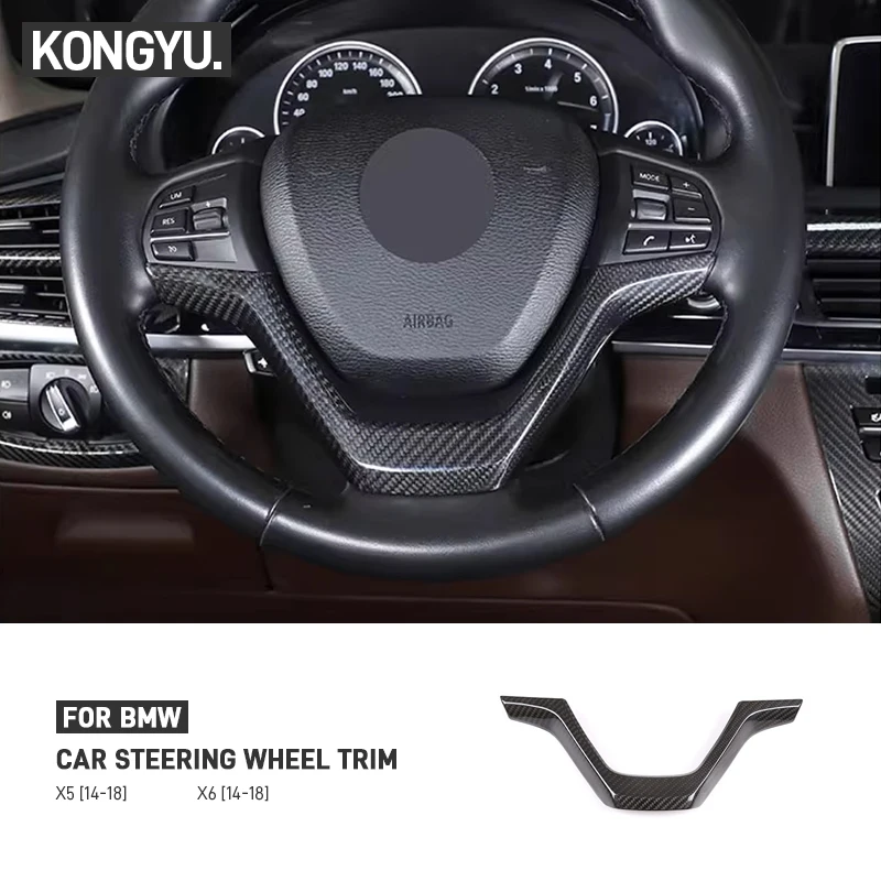 

Car Carbon Fiber Steering Wheel Panel Cover Trim Decoration Frame Sticker Interior Accessories For BMW X5 X6 F15 F16 2014-2018