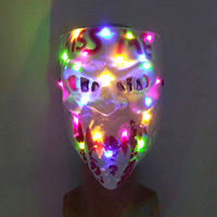 Colorful Luminous Horror Mask LED Glowing Kiss Me Mask Neon Light Up Film Cosplay Purge Mask Halloween Party Costume Props