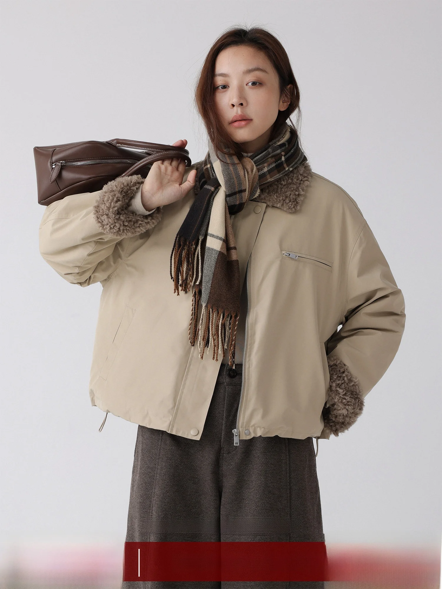 

LowCalorie Galaxy Wildern Lamb Fur Collar Parka Jaet Women's Thiened Long Sve Casual Sle Outerwear Coat