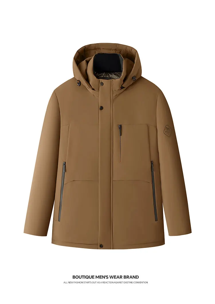 2026 Men's Winter Wool Blend Hooded Parka Thick Warm Windproof Casual Quilted Cotton Coat Heavyweight Outdoor Streetwear Vintage
