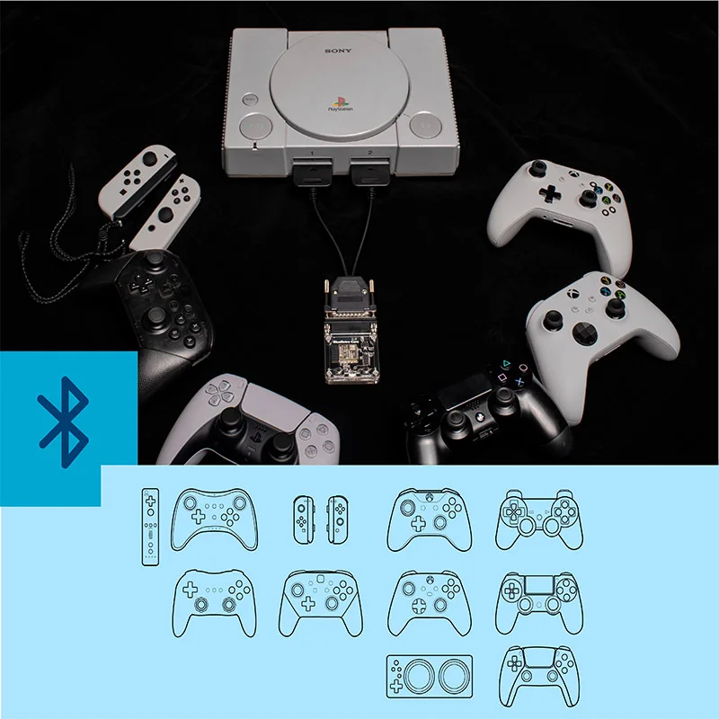 BlueRetro Core Wireless Game Controller Converter For PS1 PS2 NGC N64 NES SNES DC SS GEN Game Console Adapter Cables Accessories