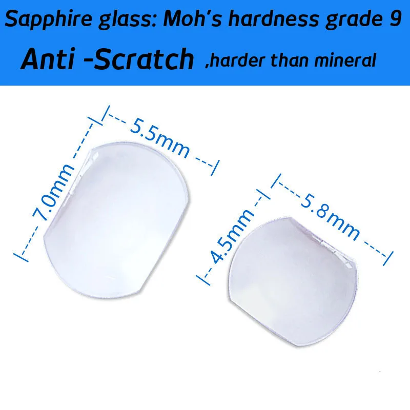 Watch Date Window Crystal Magnifier Tool Sapphire Mineral Watch Glass Lens Repair Parts Round 5.5mm Square 7x5.5mm 5.8x4.5mm