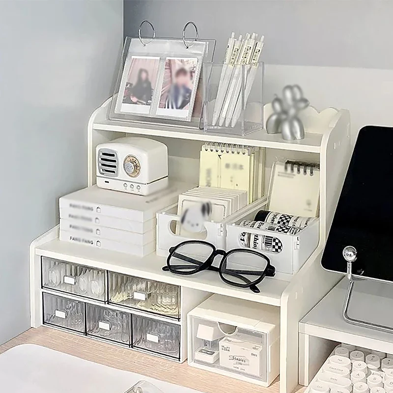 

2 Layers Desktop Storage Box Home Bedroom Office Skin Care Product Lipstick Shelf Study Stationery Holder Books Sundry Organizer