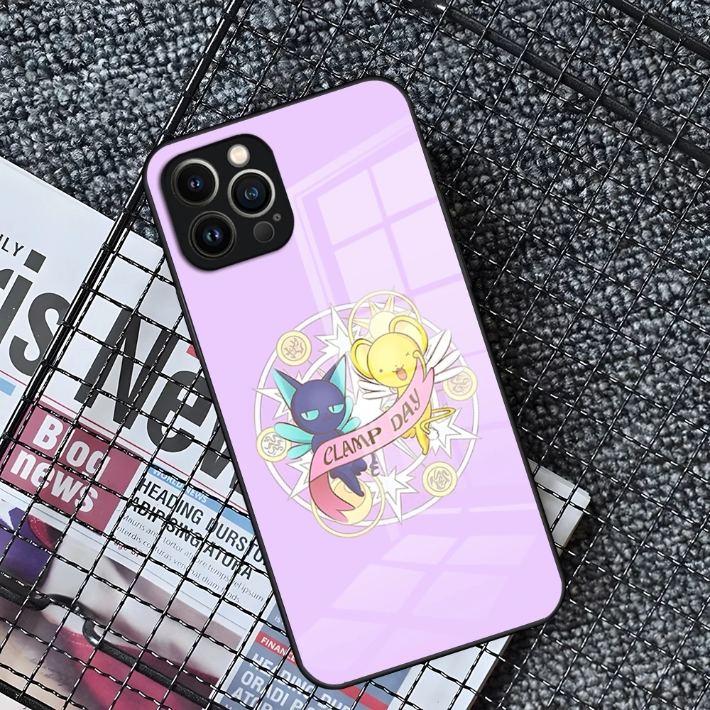 Чехол для телефона CardCaptor Sakura Anime для iPhone 15 14 Pro 11 13 12 Mini XS XR Max 8 7 6 Plus SE 2020, стеклянный дизайнерский чехол