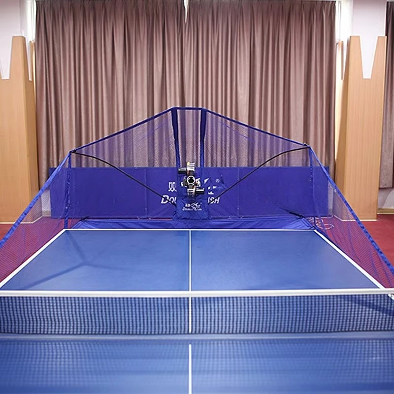 E6 Home Automatic Table Tennis Ball Machine Double Fish Design with Recycling Robot for Training
