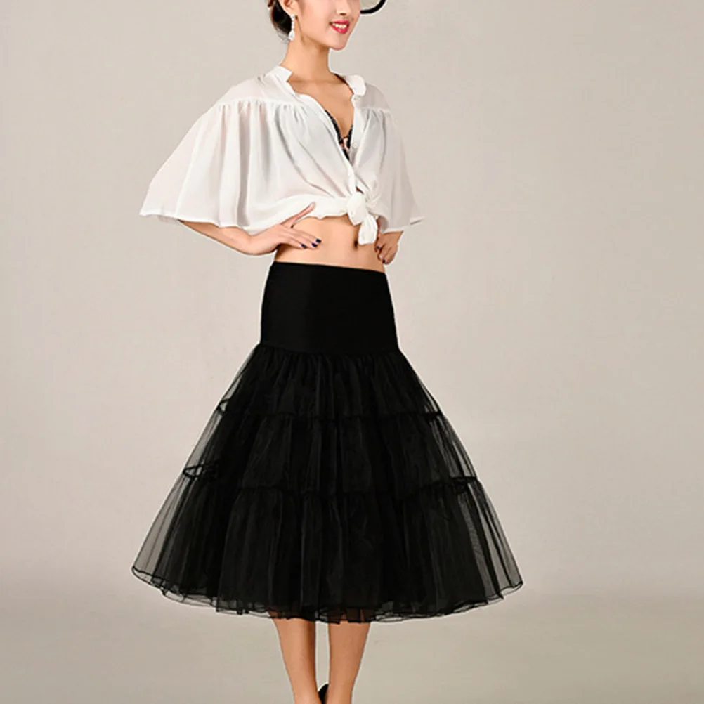 

Petticoat Tulle Skirt Hoopless Tutu Underskirt Satin Vintage Party Dress Ballet Costumes