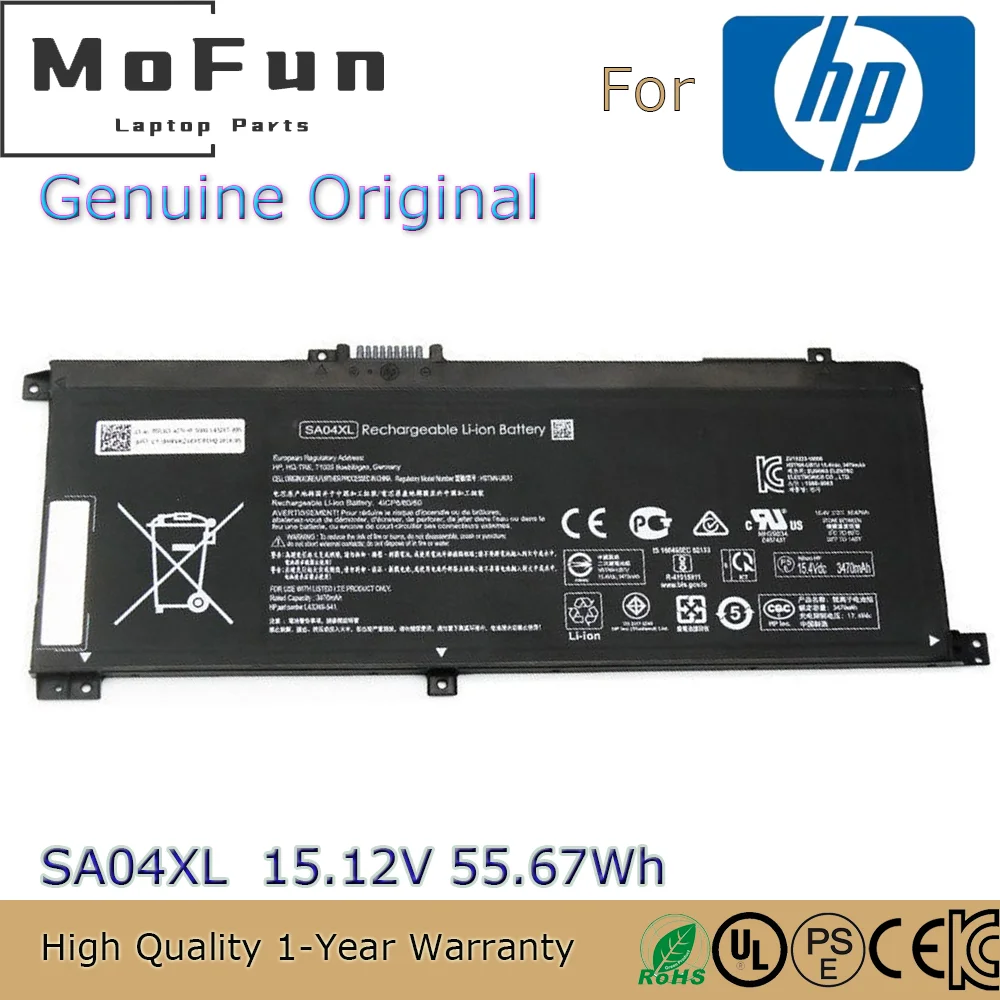 Brand New Original SA04XL 15.12V 55.67Wh Laptop Battery for HP ENVY X360 15-DR Series L43248-AC2 L43267-005