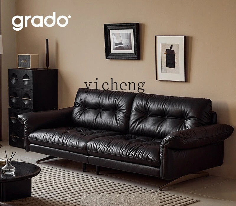 

ZYA Ohm leather Bauhaus sofa light luxury first layer cowhide living room straight row sofa