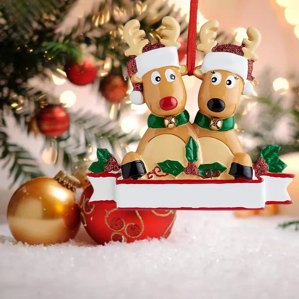 2xChristmas Tree Ornaments Elk Deer Family Pendant Holiday Decor 2 Reindeers