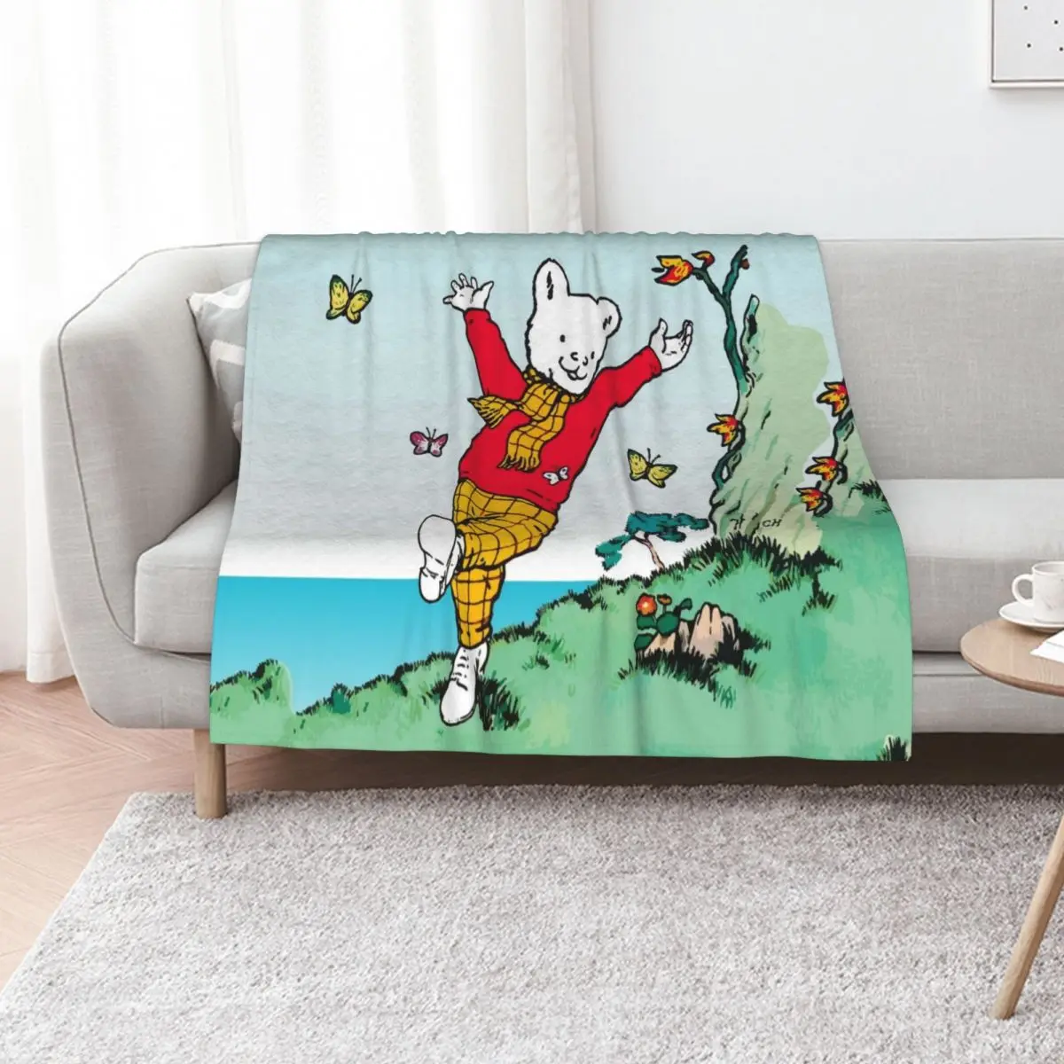 

Rupert with Butterflies Throw Blanket Decorative Sofa Hairy Warm Thermals For Travel Blankets