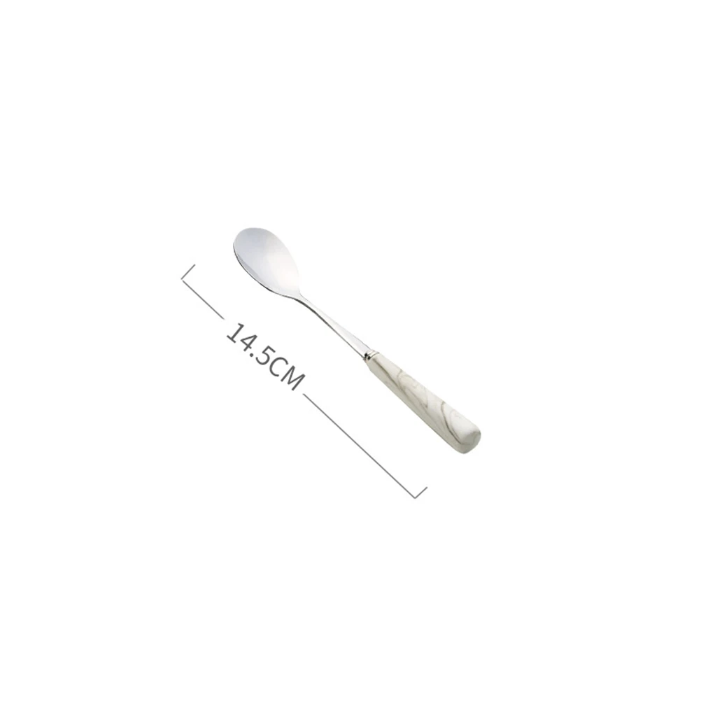 

5pcs Spoons Fork Set Stainless Steel Steak Marble Western Food Cutlery for Home Restaurant (Silver+Grey)