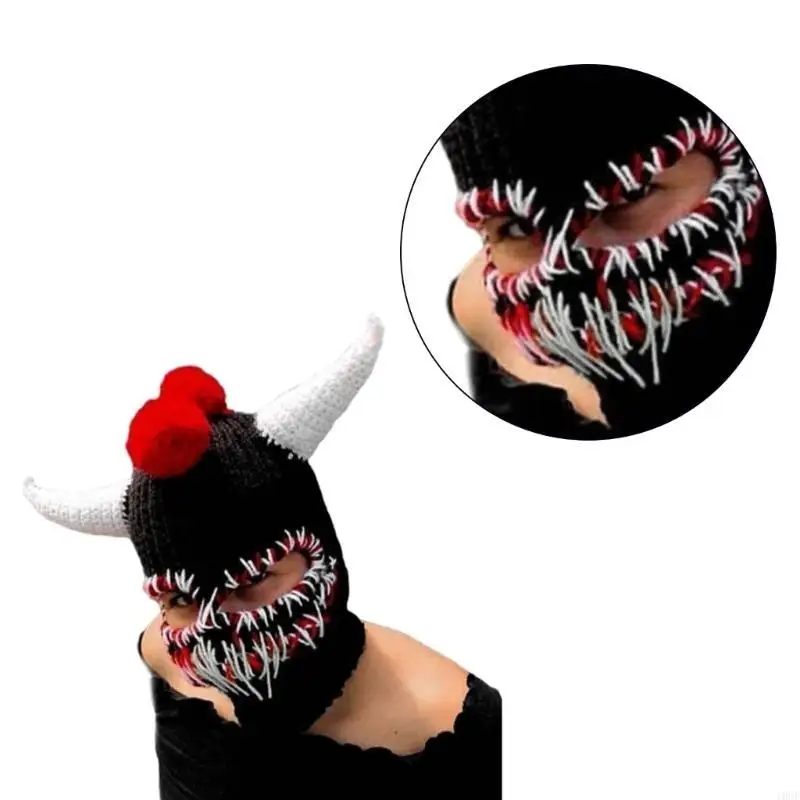 Face Cover Beanie Hat Women Novelty Knit Balaclava Hat Winter Warm Windproof Hat