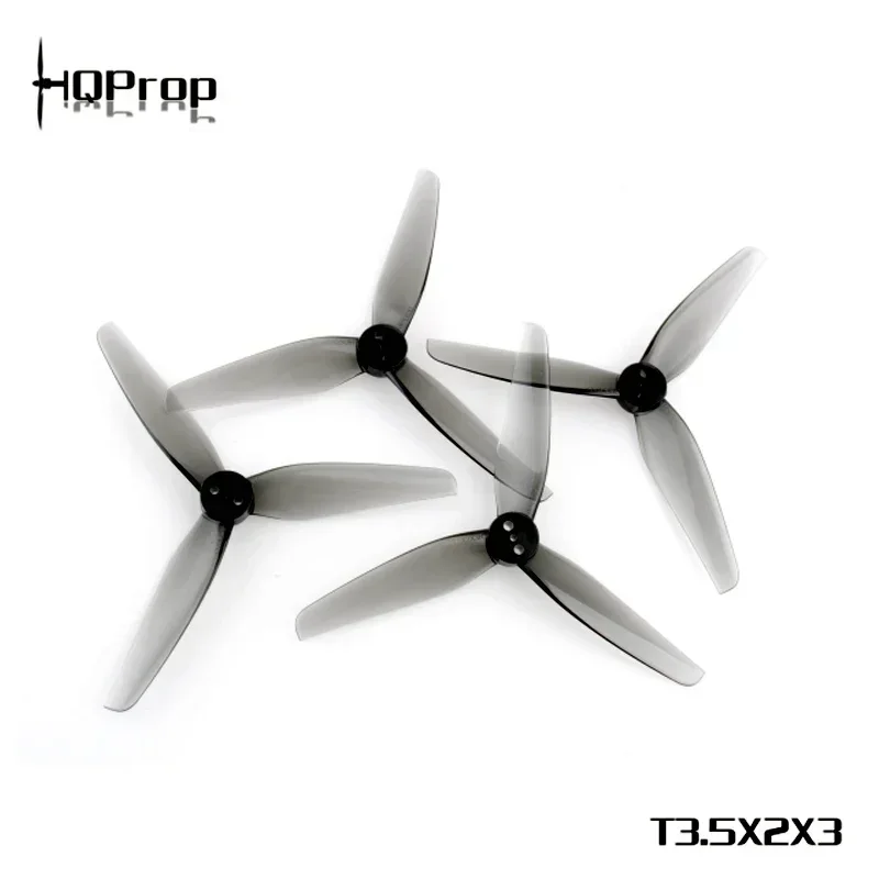 HQProp T3.5X2X3 Grey 3.5‑Inch 3‑Blade Propellers, 2CW+2CCW 4‑Pack 1.5g PC Props for 3.5 Inch FPV Quad