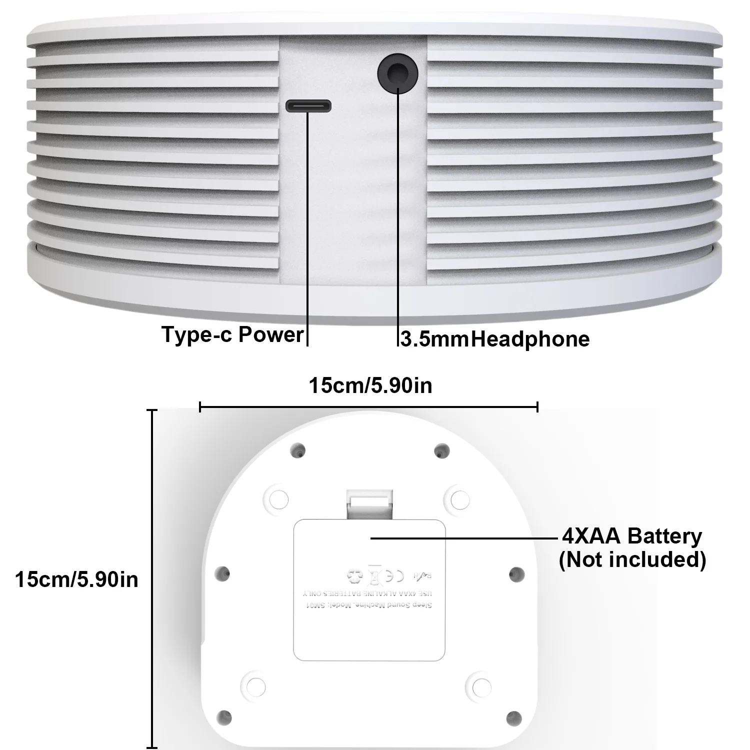 White Noise Sound Machine Portable Baby Sleep Machine Sounds Volume Adjustable Built-in Rechargeable Battery USB