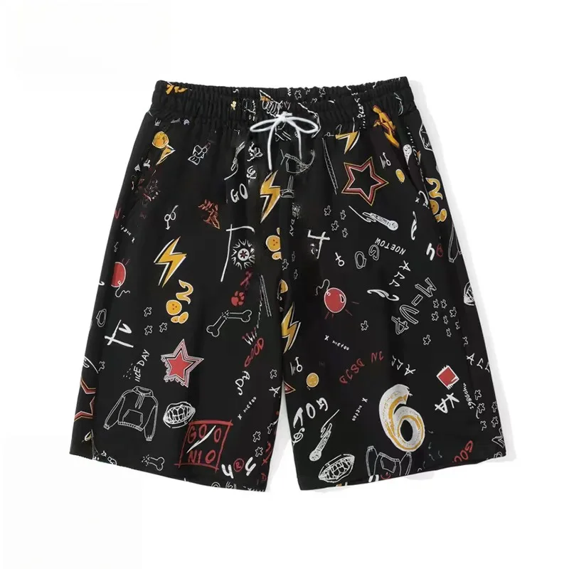 

Новые повседневные шорты с 3D принтом граффити и буквами, летние молодежные свободные спортивные быстросохнущие сетчатые шорты