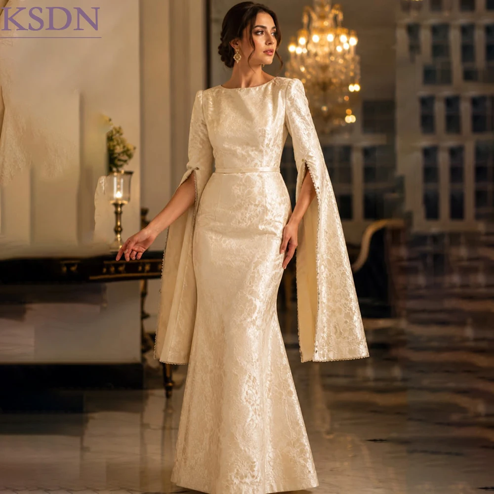Gorgeous Evening Dresses For Women Fashion Elegant Cap Long Sleeve Mermaid Special Occasion Event Dress Vestidos