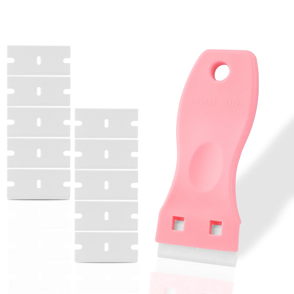 

ARLANY ленточный скребок для удаления волос, пластиковый скребок для бритвы с 10 лезвиями для бритвы для ленты для наращивания волос, окно