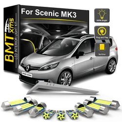 BMTxms 21Pcs For Renault Scenic Grand Scenic 3 II MK3 2009 2010 2011 2012 2013 2014 2015 2016 LED Dome Trunk LED Interior Lights