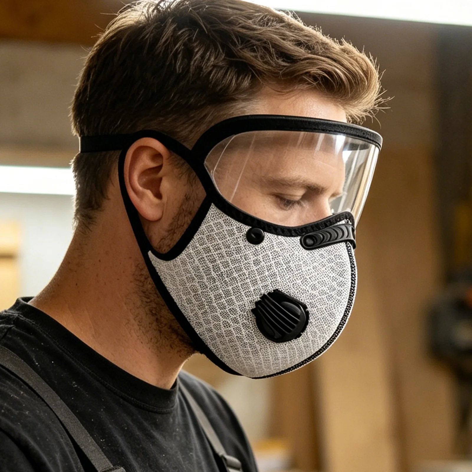Masque for Dust Carbon Filter Face Cover with Adjustable Goggles Dust Protection Masque for Mowing Outdoor Backyard Lawn