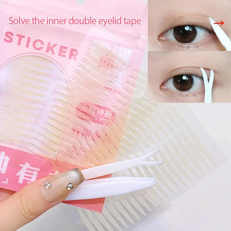 เทปติดตาสองชั้น 5 แผ่น แบบพับได้ สติ๊กเกอร์ยกเปลือกตา ติดเองได้ ลายลูกไม้ แถบติดเปลือกตาแบบธรรมชาติ มองไม่เห็น ติดทนนาน อุปกรณ์แต่งหน้า