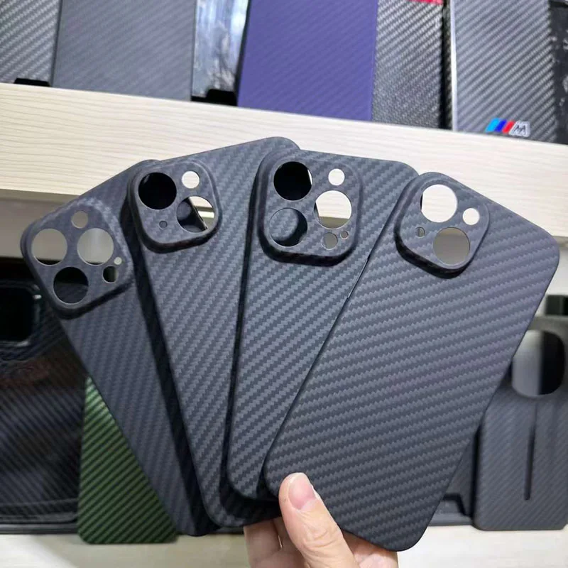 Case for iPhone 15 Pro Max Plus Real Carbon Fiber Aramid Full Coverage Cell Mobile Phone Protective Cover Protection Shell