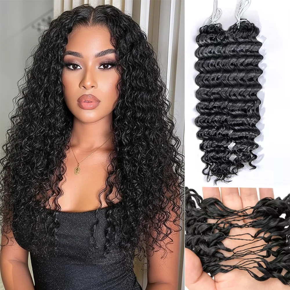 

Наращивание волос Deep Wave Crochet из натуральных волос, без узлов, предварительно разделенные, глубокие кудри, с петелькой, многоразовые, для женщин