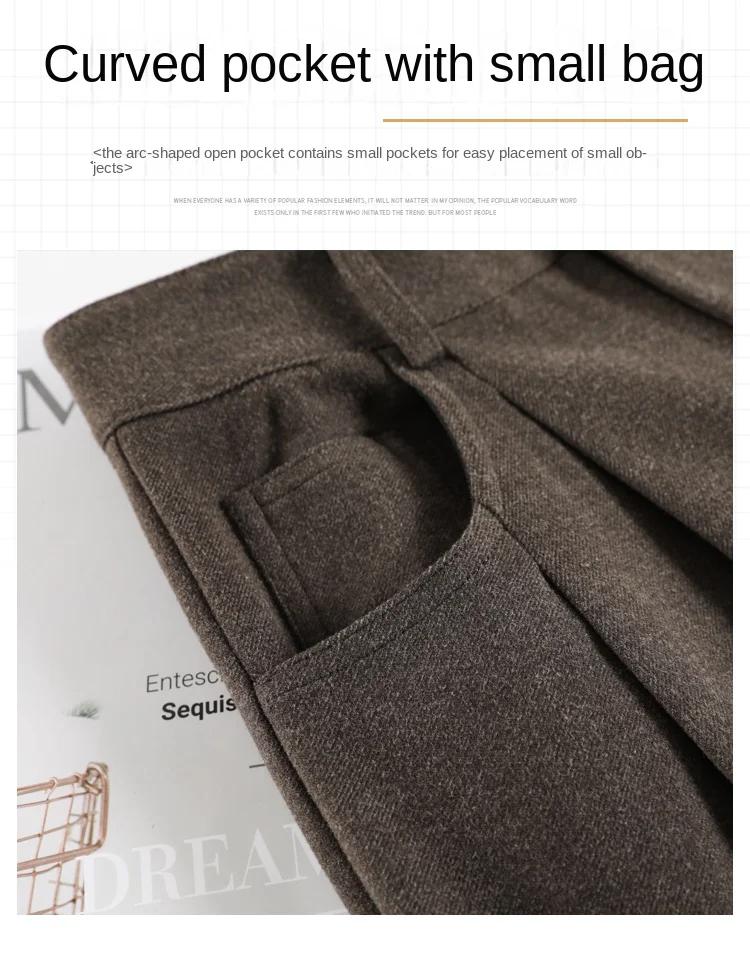 2023 Autumn and Winter New Wool Blended Wide-Leg Pants Straight Mopping Pants High Waist Slim Lengthened Casual Pants for Women