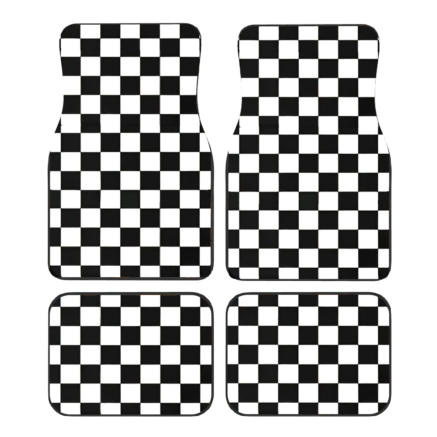 

4-Pack Polyester Car Anti-Slip Mats - Black & White Print, Non-Slip Bottom, Easy Clean, Universal for All Vehicles