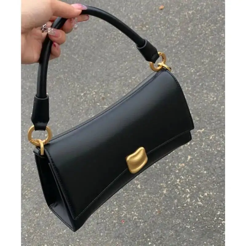 

Bloom Retro Black Underarm Purses Women Hot Girls Pu Leather Shoulder Bags Handbag Female High Street Elegant Hand Bag New