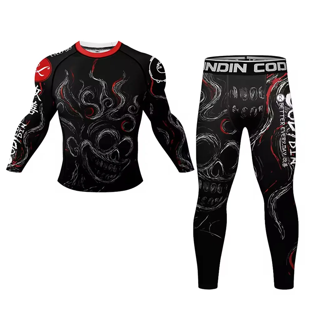 Men's MMA BJJ Muay Thai Rashguard Fitness Workout Training Gym Clothing Basketball Jersey Running Sportswear Boxing Tracksuit 3