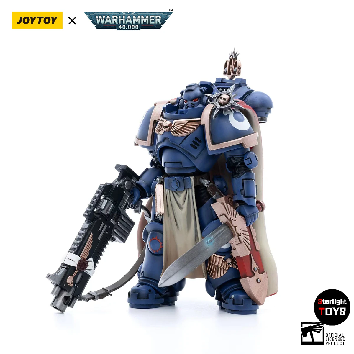 

JOYTOY 1/18 Action Figure Warhammer 40K Ultramarines Captain with Master-crafted Heavy Bolt Rifle Model Toy Gifts