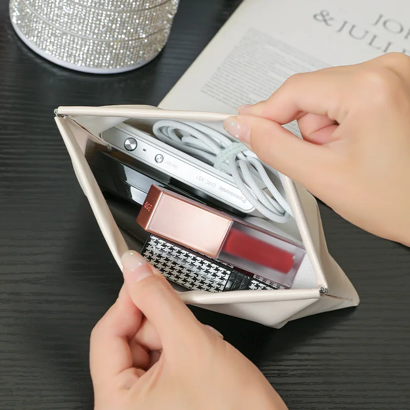 PU Leather Mini Cosmetic Bag Outgoing Portable Cosmetic Storage Bag Automatic Closure Shell Bag #3610