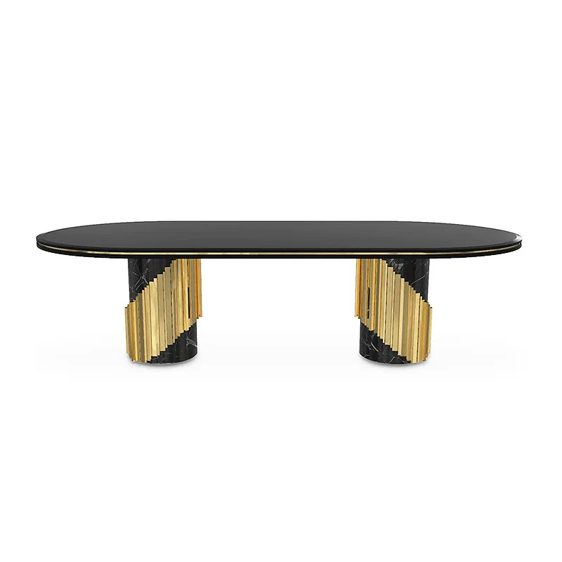 

For Nordic Postmodern Design Natural Marble Dining Table Creative Round Stainless Steel Customizable for Mall or Restaurant Use