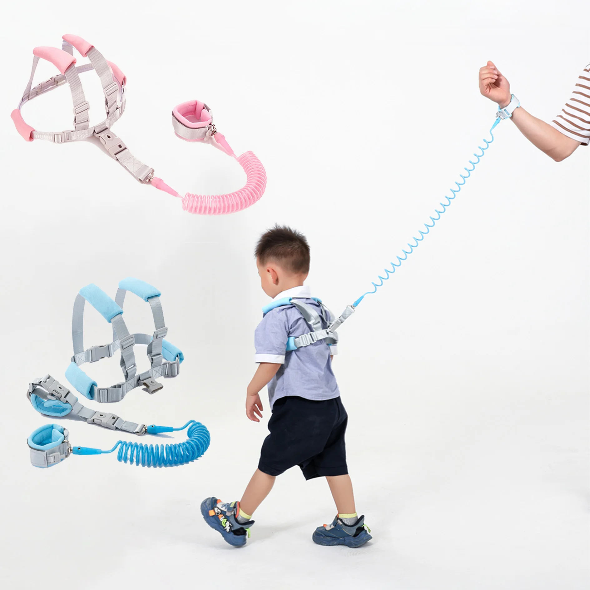 Infants and young children's loss prevention belt traction rope Baby loss prevention bracelet 2m spring rope Walking baby safety