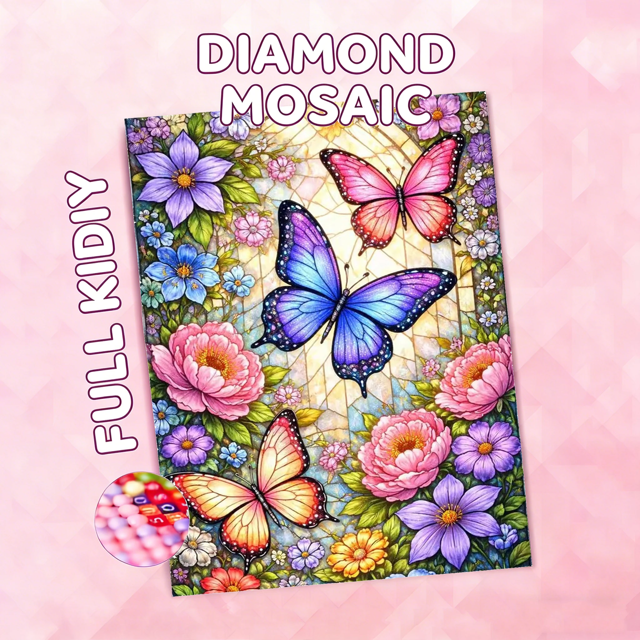 AZQSD Diamantkunst Schmetterling Tier Vollflächiges 5D DIY Diamantmalerei-Set mit runden und quadratischen Steinen, Rosenblüten-Motiv für Wohnzimmer-Kunsthandwerk